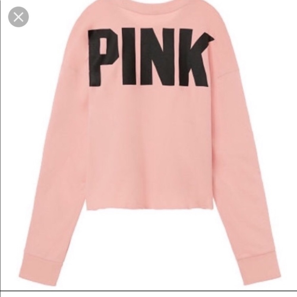 VS Pink Snap Sleeve Boyfriend Crop Sweatshirt: Blush Pink